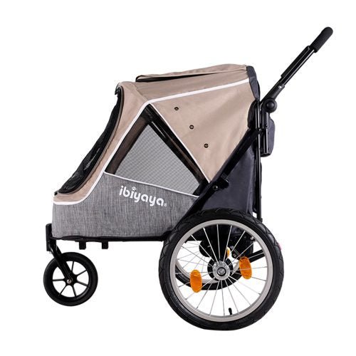 Ibiyaya Happy Pet Trailer/Jogger 2.0 w/Bicycle Attachment - Latte