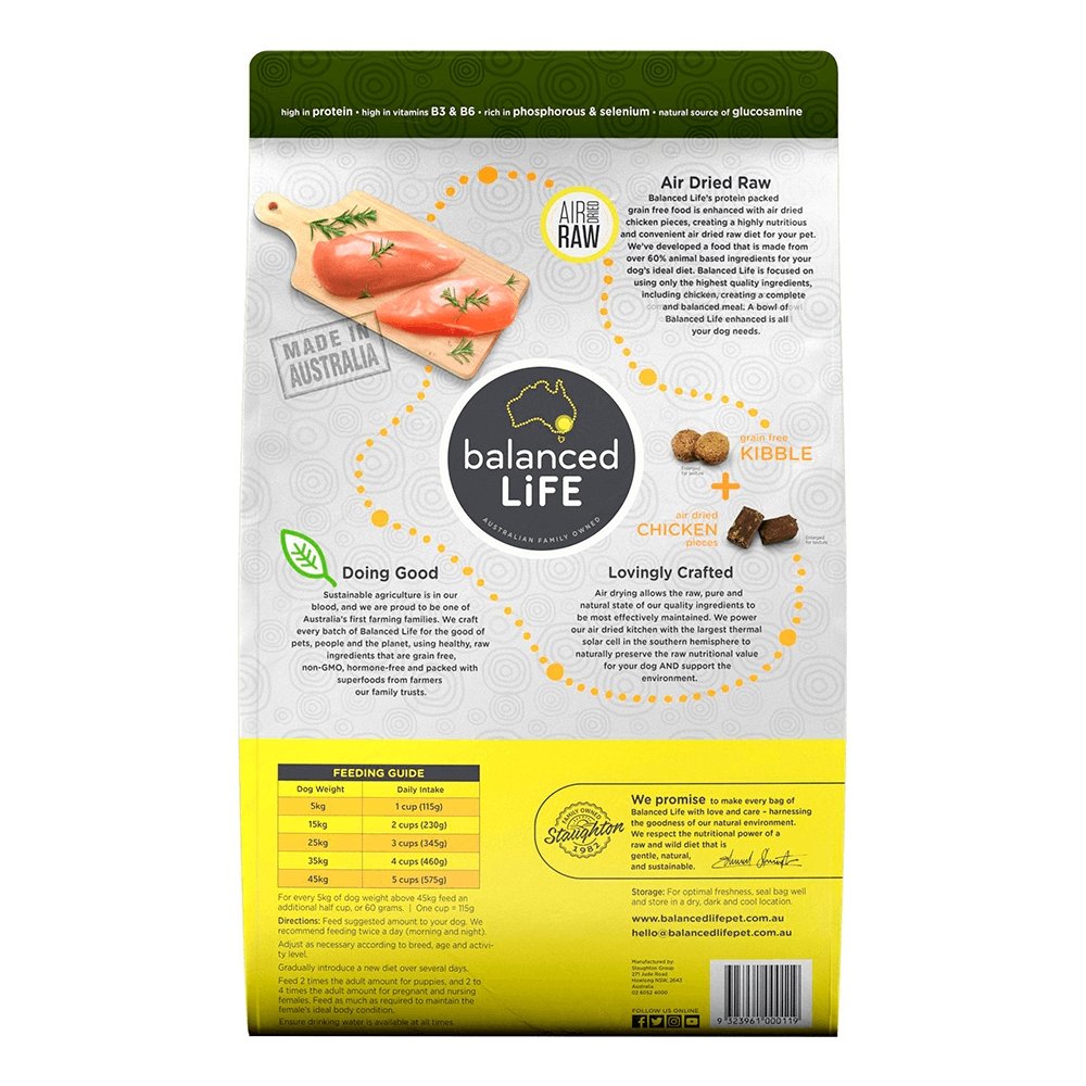 Balanced Life Enhanced Chicken Air Dried Grain-Free + Kibble Dog Food 9kg