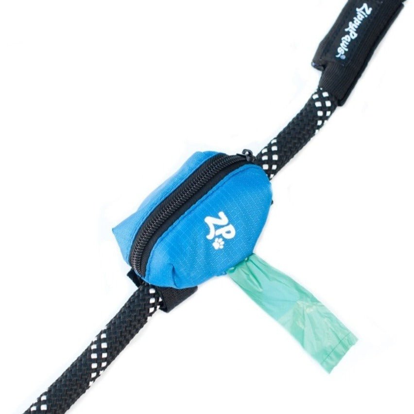 Zippy Paws Adventure Leash Dog Poop Bag Dispenser + BONUS Roll - Glacier Blue