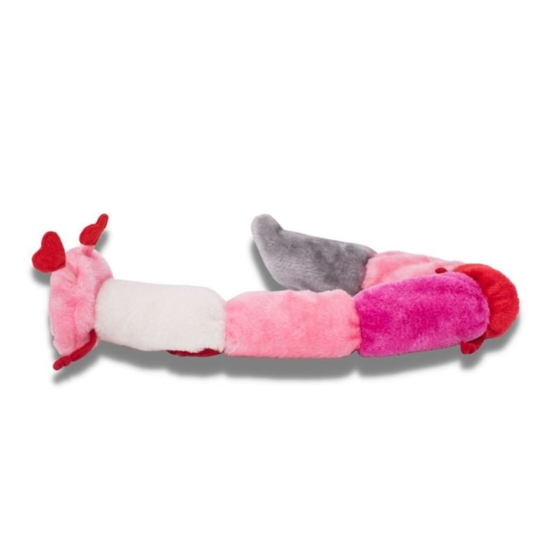 Zippy Paws 6 Squeakers Plush No Stuffing Dog Toy - Deluxe Valentine's Caterpillar