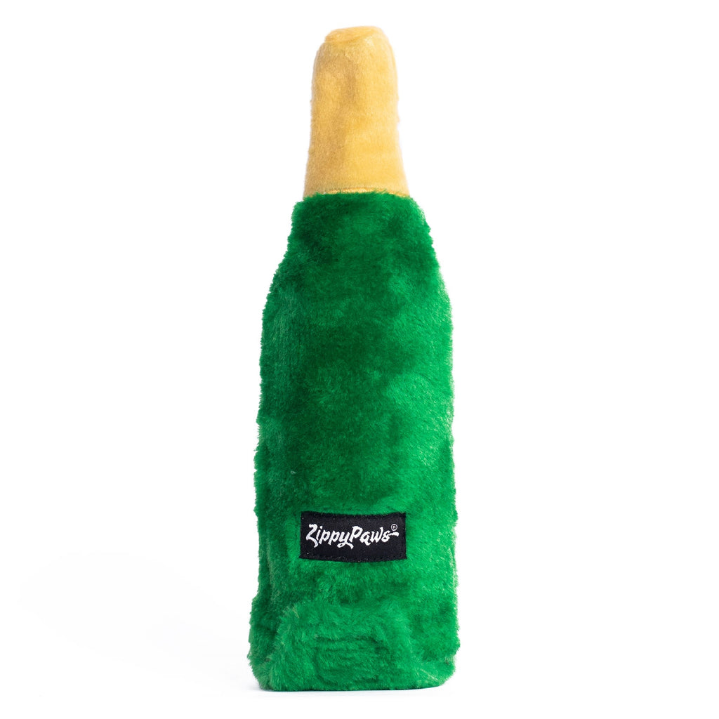 Zippy Paws Happy Hour Crusherz with Replaceable Plastic Squeaker Bottle Dog Toy - Champagne