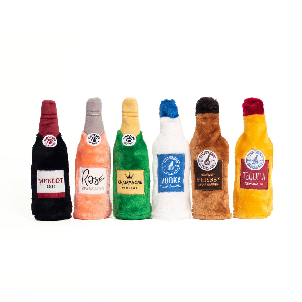 Zippy Paws Happy Hour Crusherz with Replaceable Plastic Squeaker Bottle Dog Toy - Rosé