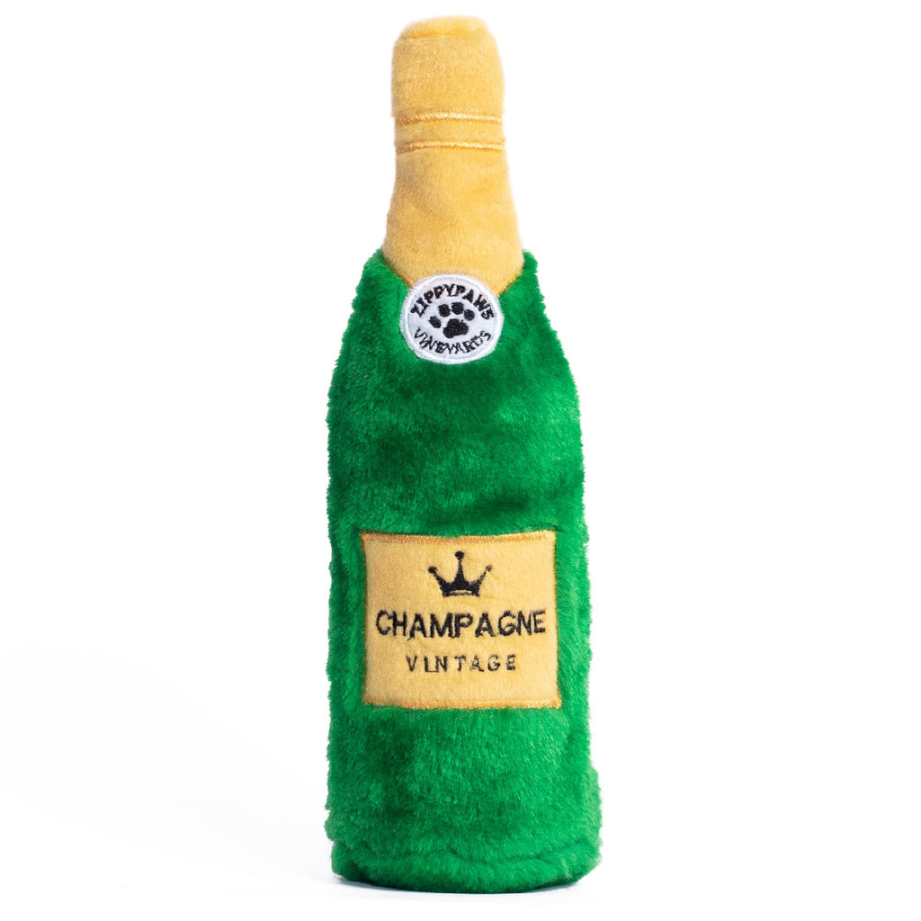 Zippy Paws Happy Hour Crusherz with Replaceable Plastic Squeaker Bottle Dog Toy - Champagne