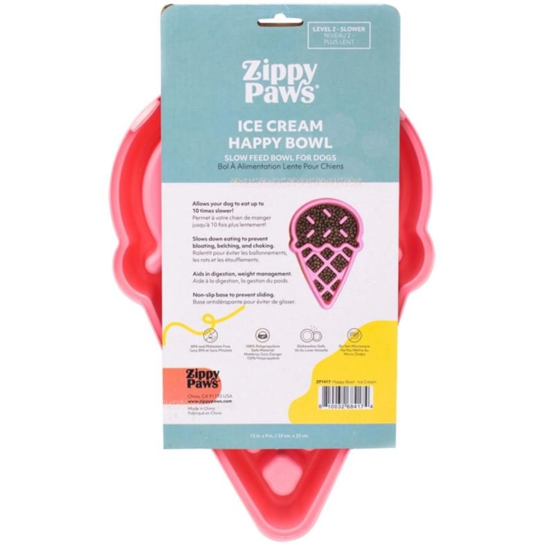 Zippy Paws Happy Bowl Interactive Slow Food Dog Bowl - Ice Cream