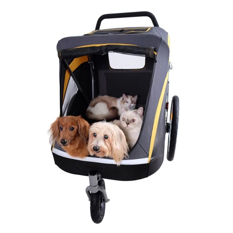 Ibiyaya Happy Pet Trailer/Jogger 2.0 w/Bicycle Attachment - Latte