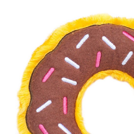 Zippy Paws Plush Jumbo Donutz Dog Toy with Blaster Squeaker - Chocolate