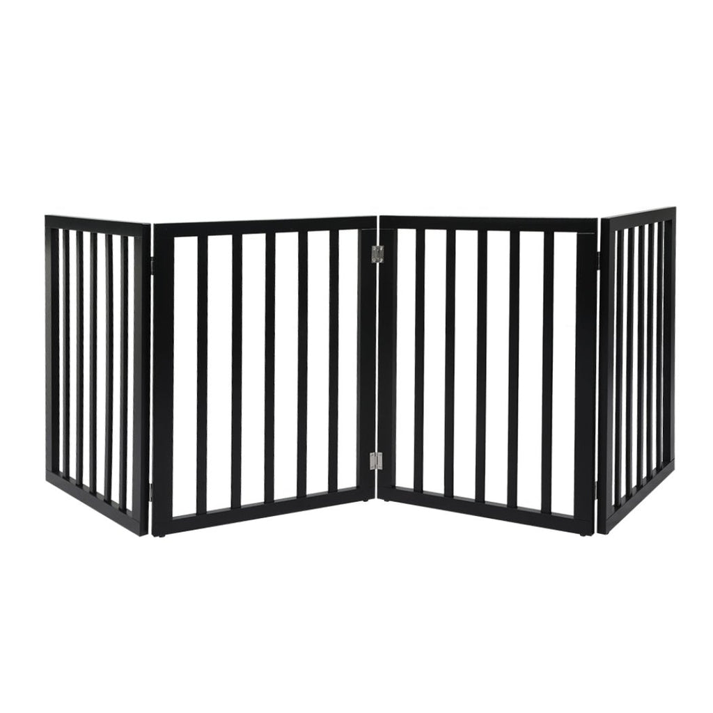 PaWz 4 Panels Pet Dog Gate - Black