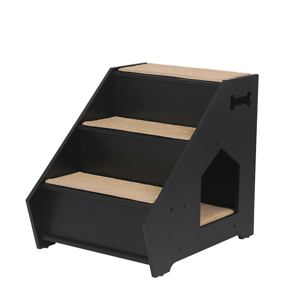 PaWz Wooden Non-Slip Dog Steps - Black