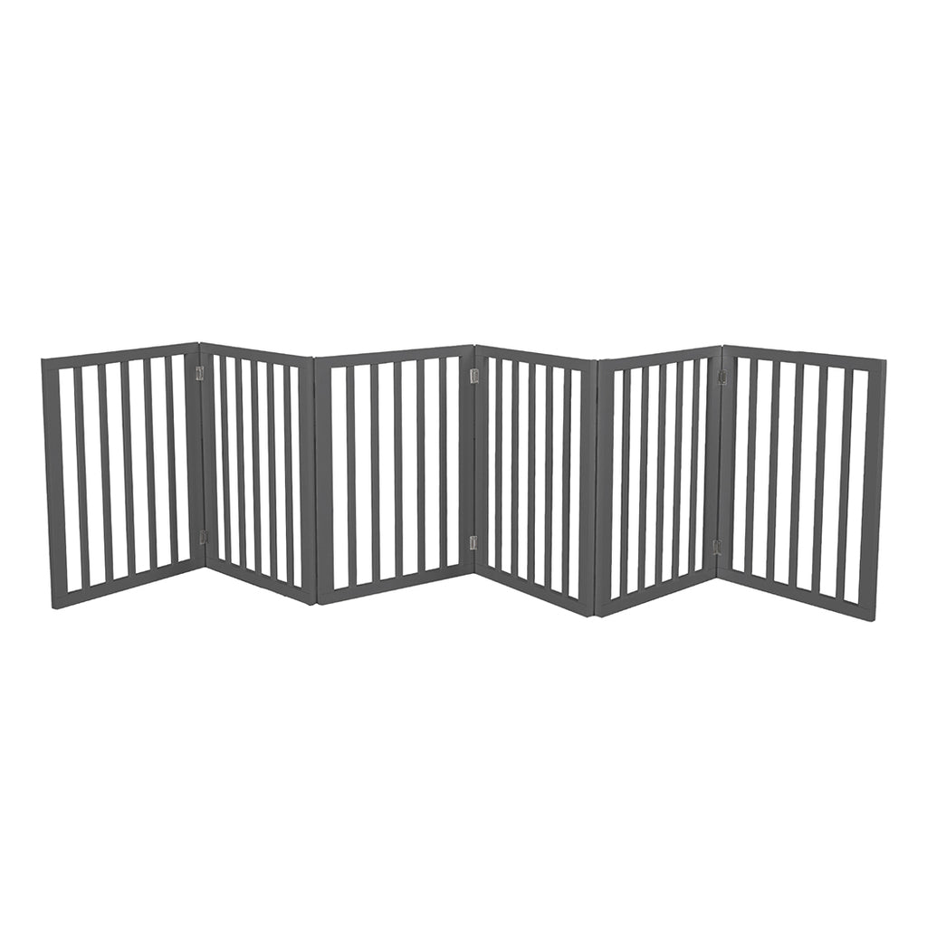 PaWz Wooden 6 Panels Pet Dog Gate - Grey