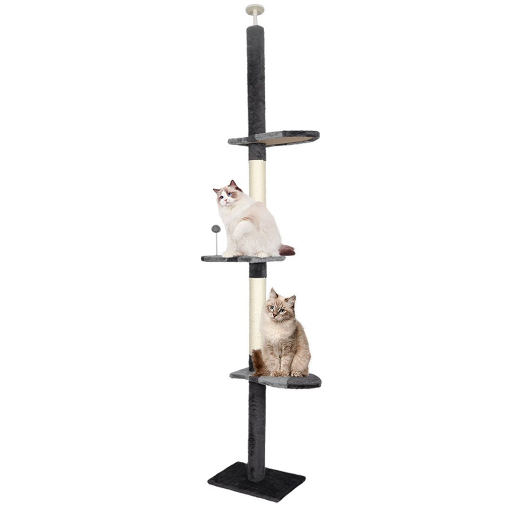 PaWz 2.8M Cat Scratching Post Tree Condo with Adjustable Height - Dark Grey