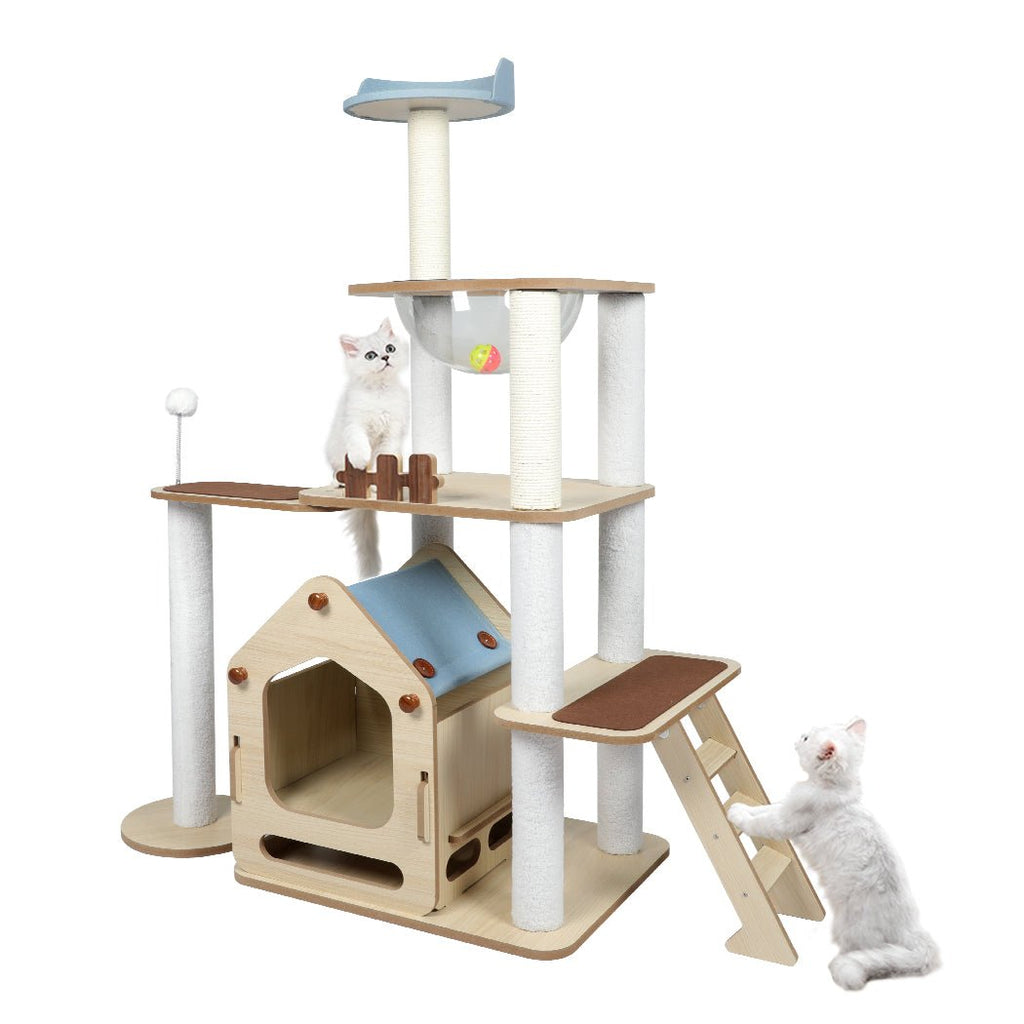 PaWz Cat ScratchingTower Wood Condo Toys House - 138cm