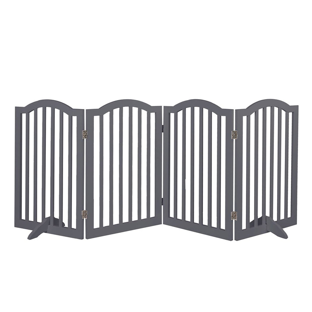 PaWz Wooden 4 Panels Pet Dog Gate - Grey