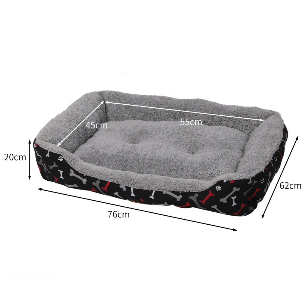 PaWz Pet Dog Bed Deluxe Soft Cushion Lining Warm Kennel - Black Bone - L