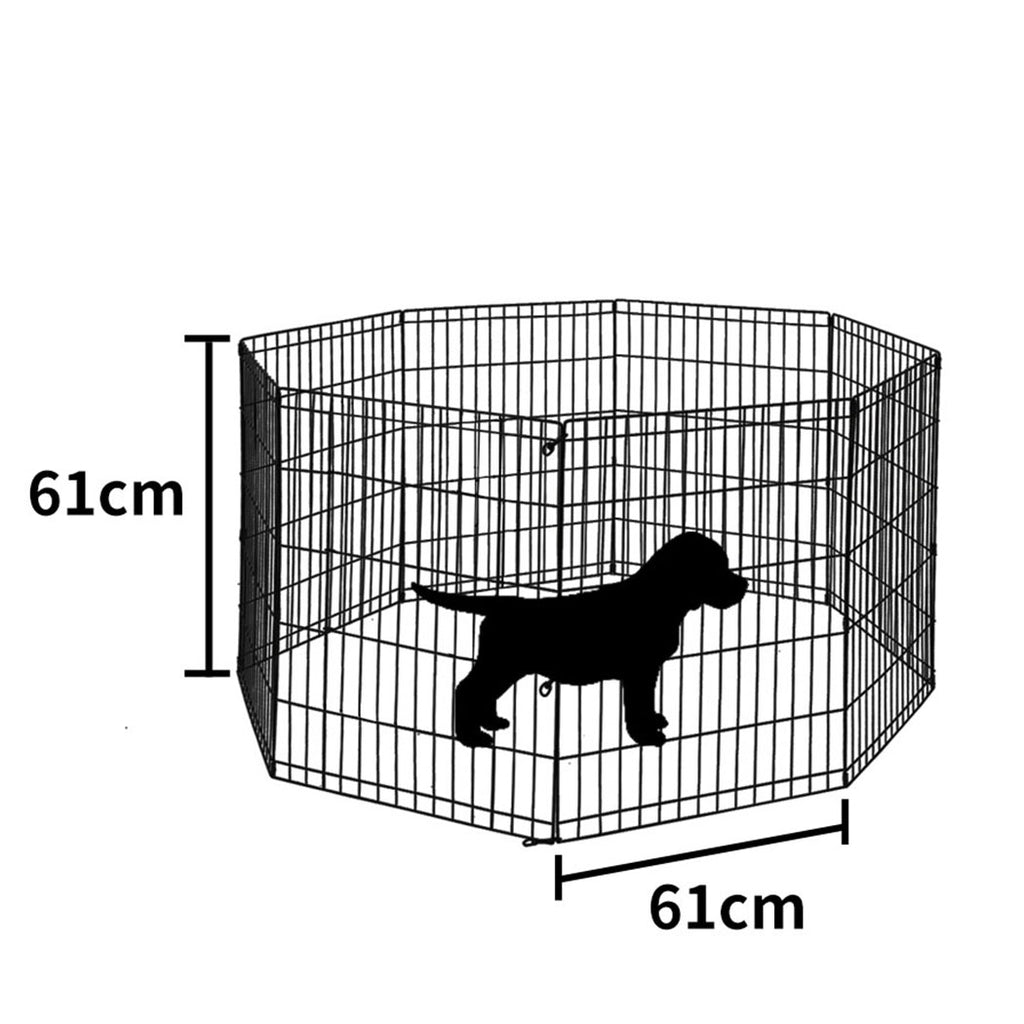 PaWz Pet Dog Playpen 8 Panel Fence - Extention No 24" Door - Black