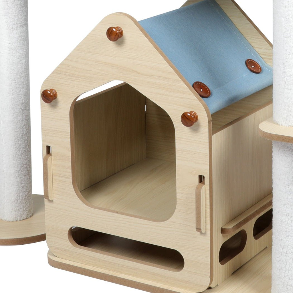 PaWz Cat ScratchingTower Wood Condo Toys House - 138cm