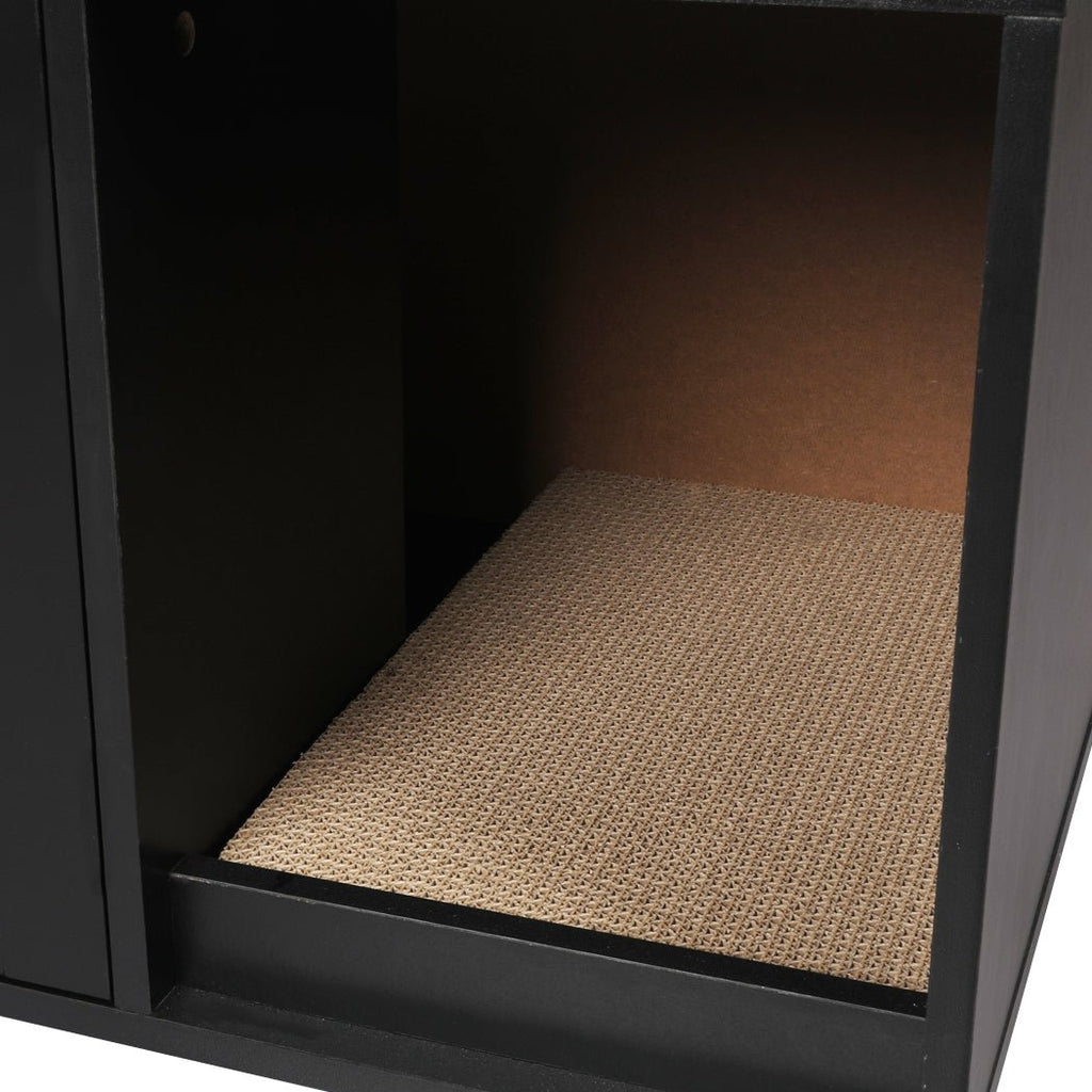 PaWz Enclosed Hooded Cat Litter Box Table - Black