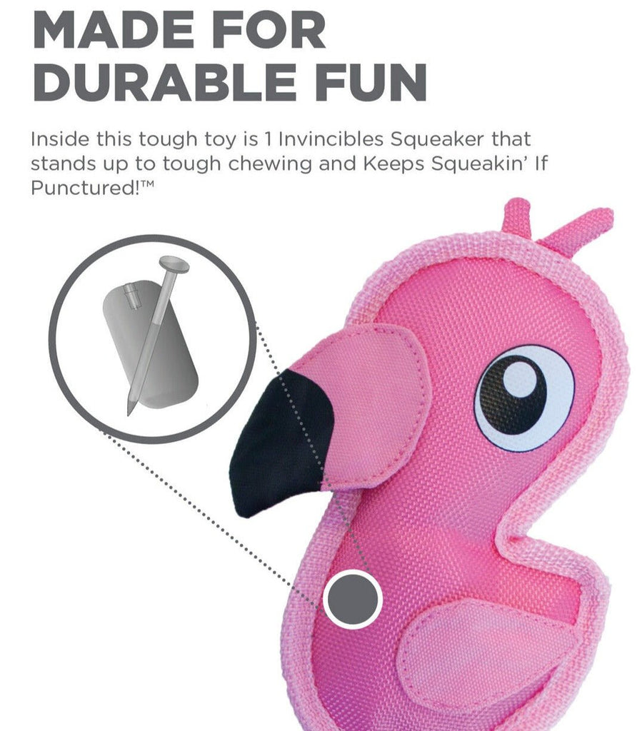 Outward Hound Fire Biterz Tough Squeaker Toy - Pink Flamingo