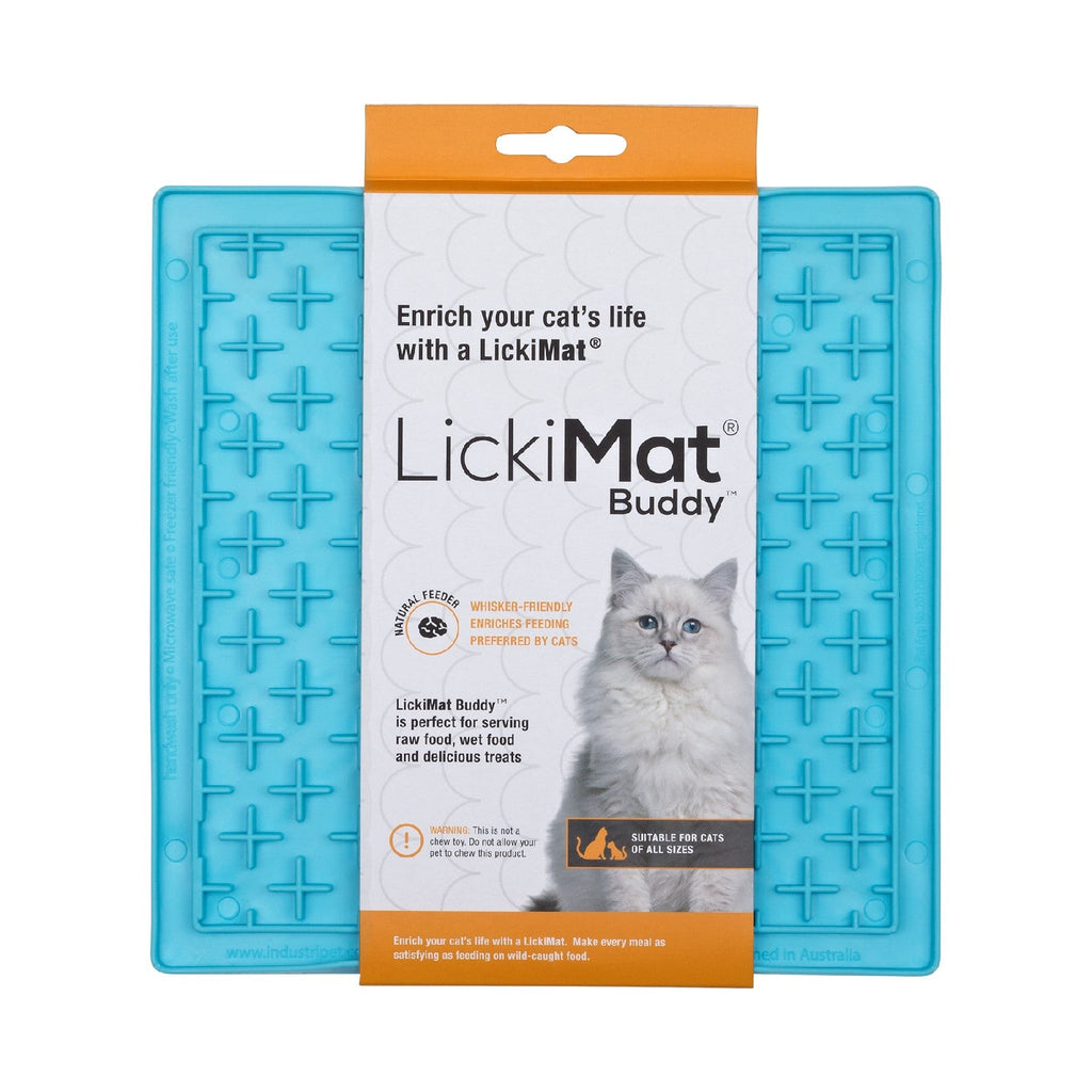 Lickimat Buddy Original Slow Food Anti-Anxiety Licking Mat for Cats - Blue