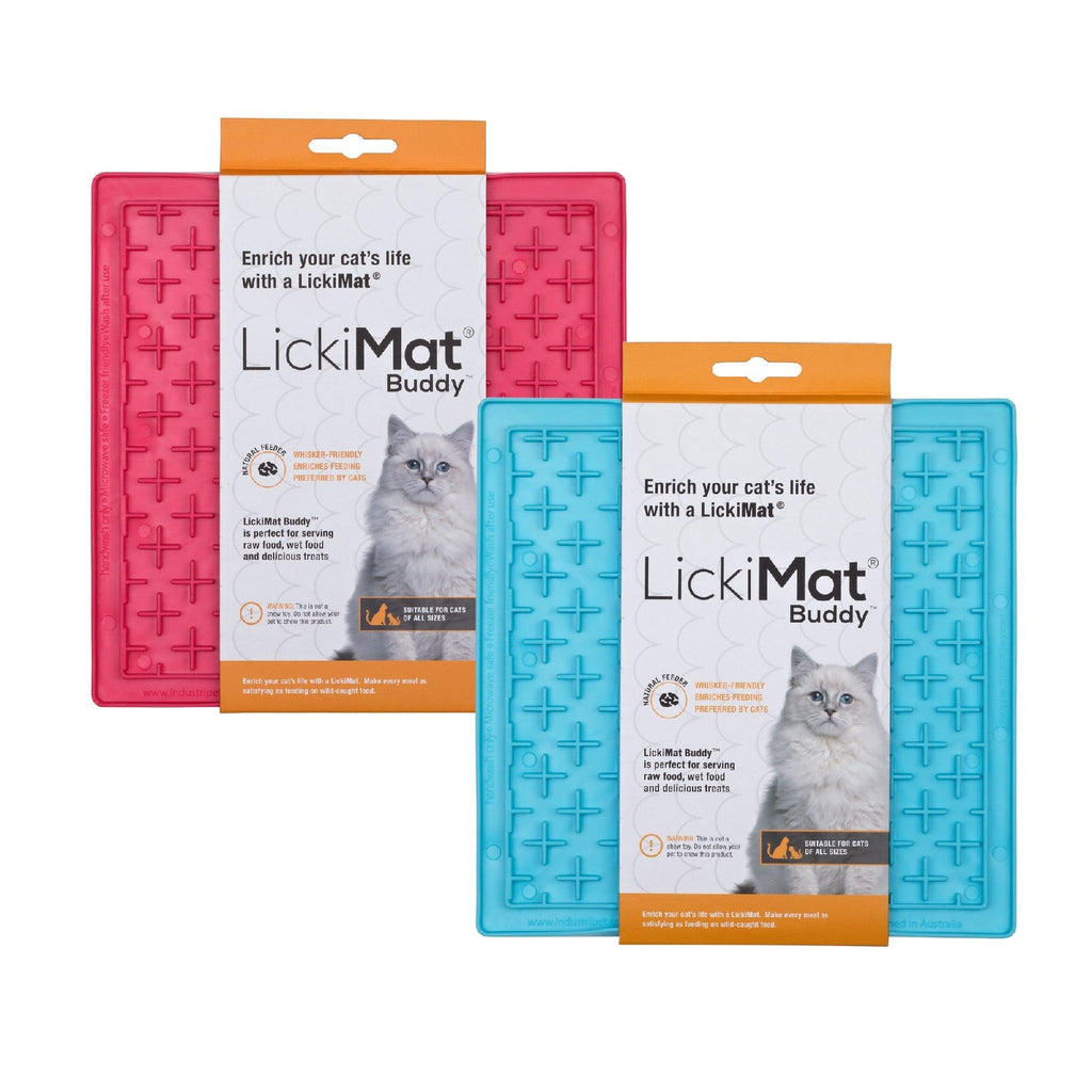 Lickimat Buddy Original Slow Food Anti-Anxiety Licking Mat for Cats - Blue