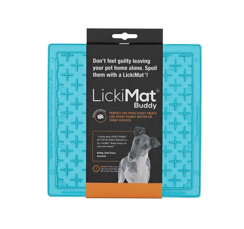 Lickimat Buddy Original Slow Food Anti-Anxiety Licking Mat for Cats & Dogs - Blue