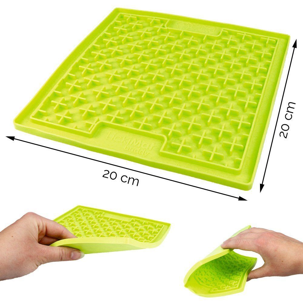 Lickimat Buddy Original Slow Food Anti-Anxiety Licking Mat for Cats & Dogs - Green