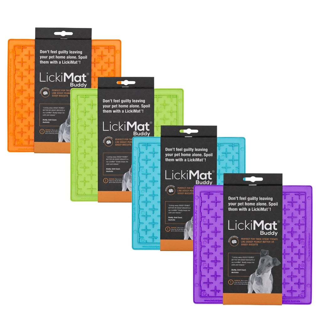 Lickimat Buddy Original Slow Food Anti-Anxiety Licking Mat for Cats & Dogs - Purple