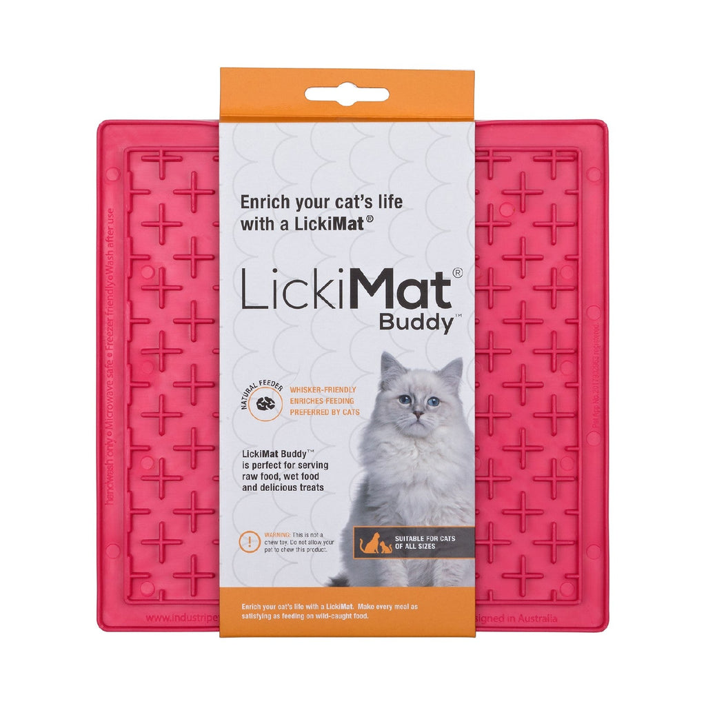 Lickimat Buddy Original Slow Food Anti-Anxiety Licking Mat for Cats - Pink