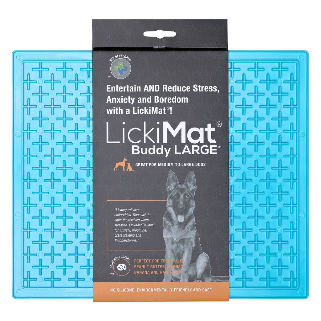 Lickimat Buddy Original Slow Food Anti-Anxiety Licking Mat for Dogs - XLarge - Blue