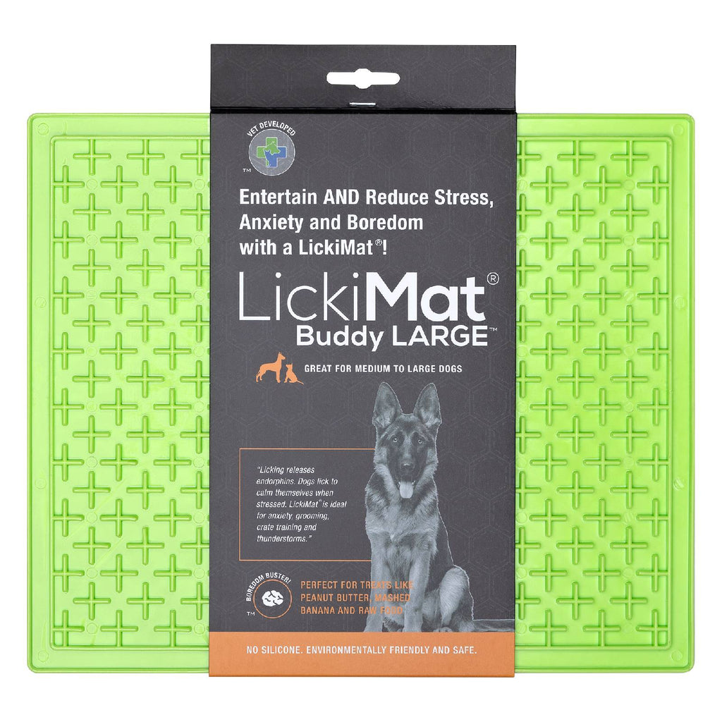 Lickimat Buddy Original Slow Food Anti-Anxiety Licking Mat for Dogs - XLarge - Green