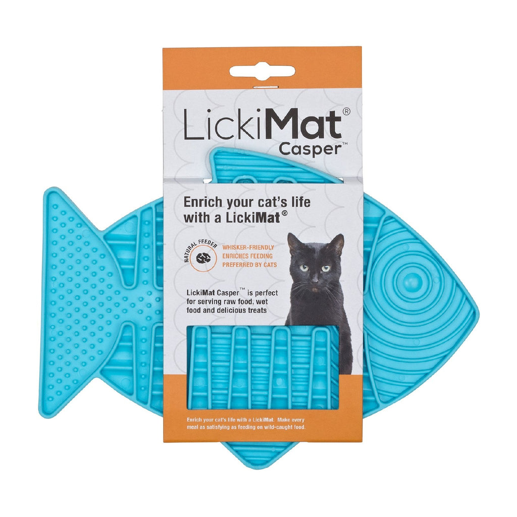 LickiMat Casper Slow Food Bowl Anti-Anxiety Mat for Cats - Turquoise