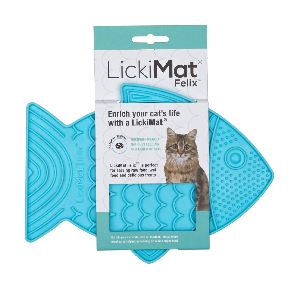 LickiMat Felix Slow Food Bowl Anti-Anxiety Mat for Cats- Turquoise