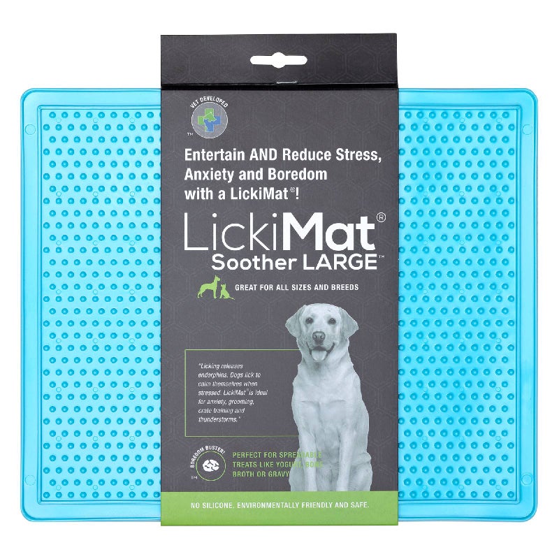 Lickimat Soother Original Slow Food Licking Mat for Cats & Dogs - XLarge - Blue