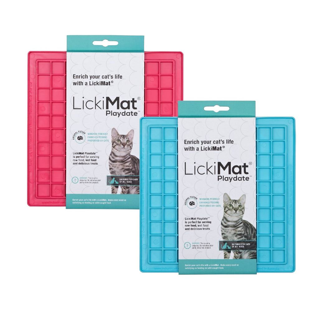 Lickimat Playdate Original Slow Food Licking Mat for Cats - Blue