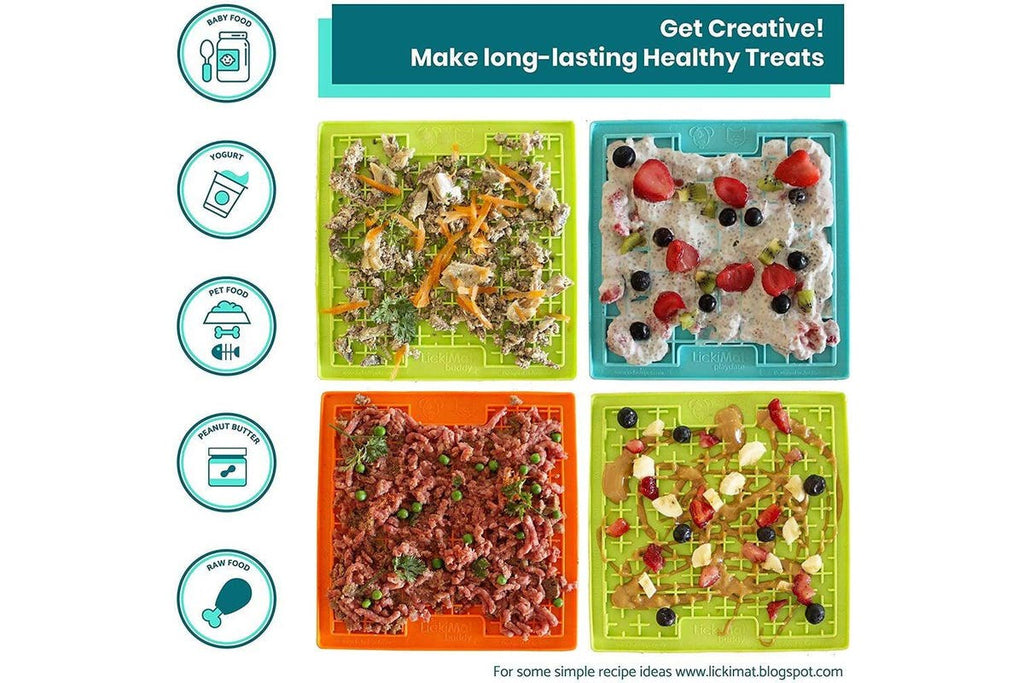 Lickimat Playdate Original Slow Food Licking Mat for Cats & Dogs - Green
