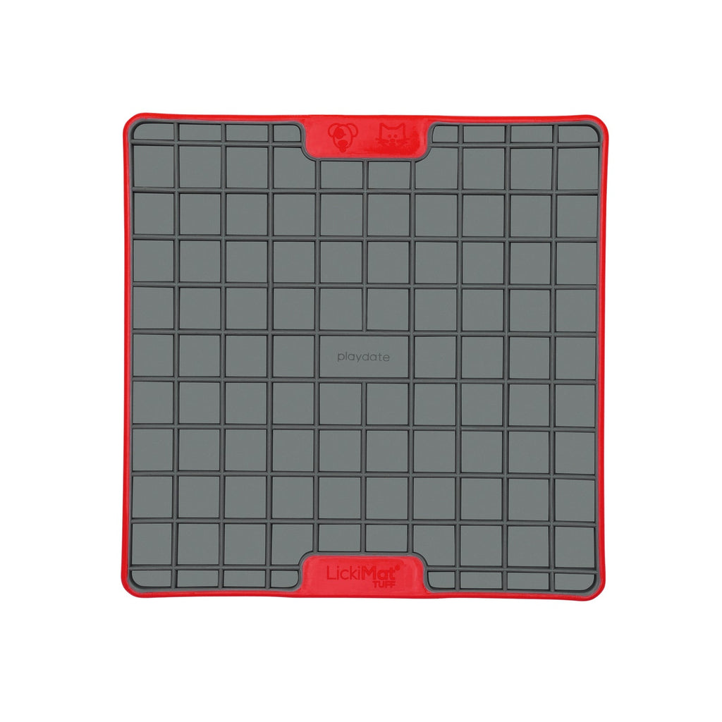 Lickimat Playdate Tuff Slow Food Licking Mat for Cats - Red