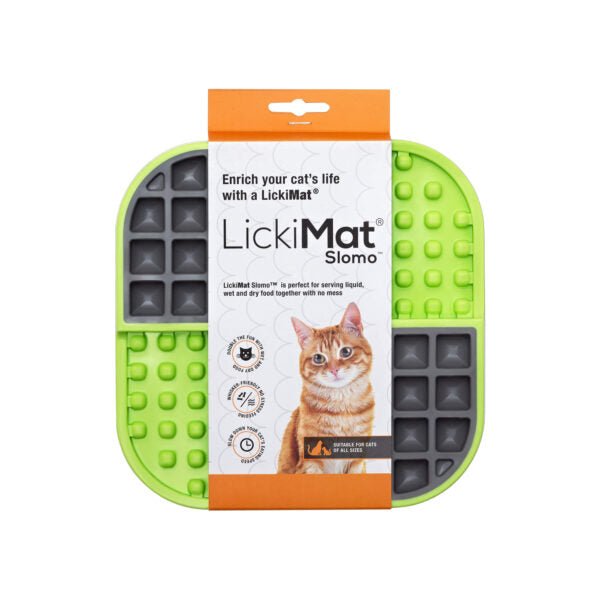 LickiMat Slomo Wet & Dry Double Slow Food Cat Bowl - Green