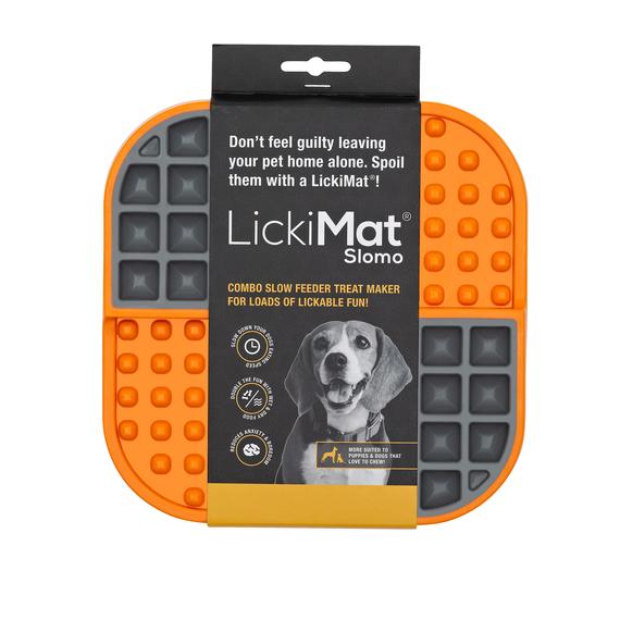 LickiMat Slomo Wet & Dry Double Slow Food Dog Bowl - Orange