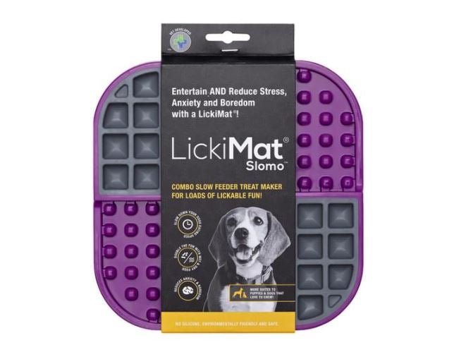 LickiMat Slomo Wet & Dry Double Slow Food Dog Bowl - Purple