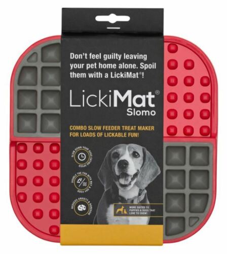 LickiMat Slomo Wet & Dry Double Slow Food Dog Bowl - Red