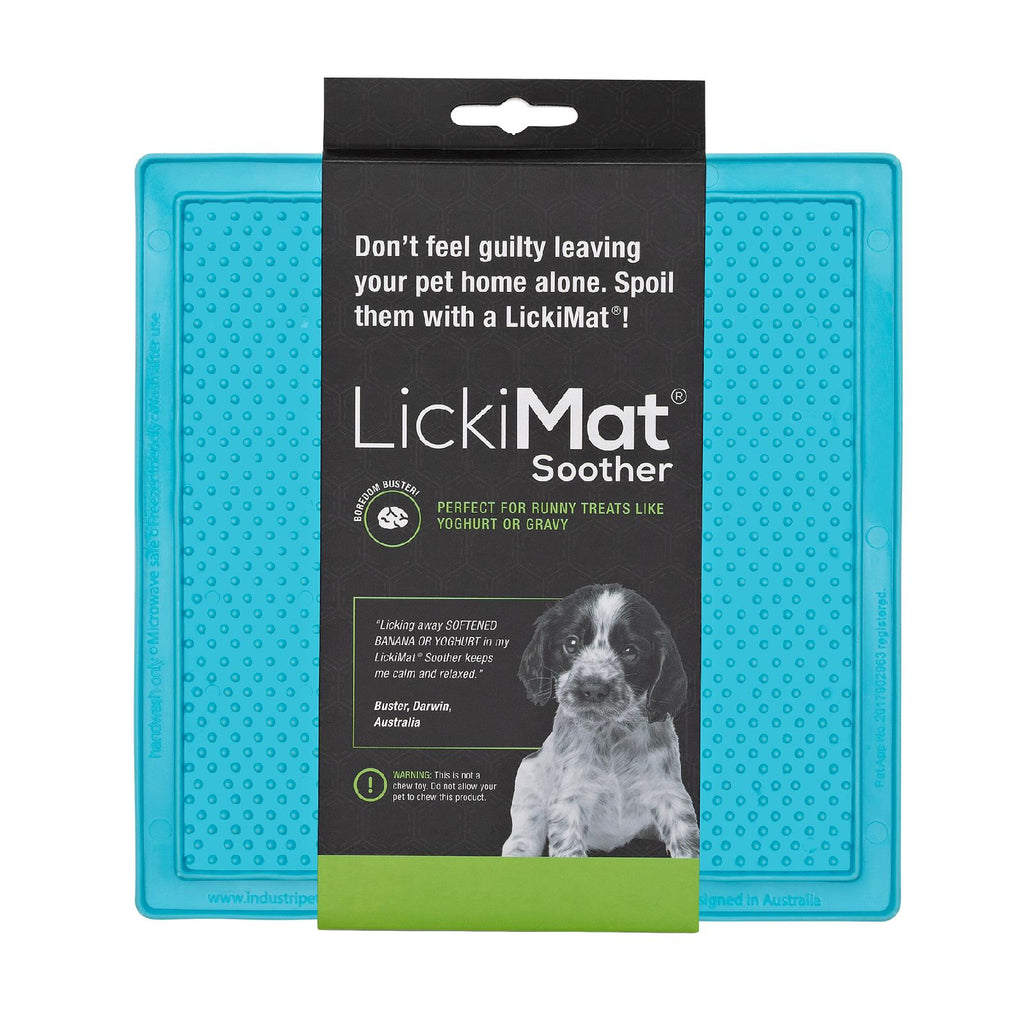 Lickimat Soother Original Slow Food Licking Mat for Cats & Dogs - Blue