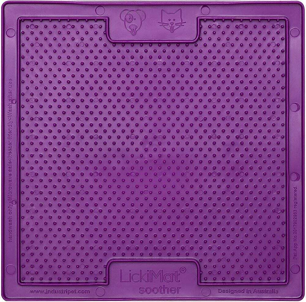 Lickimat Soother Original Slow Food Licking Mat for Cats & Dogs - Purple