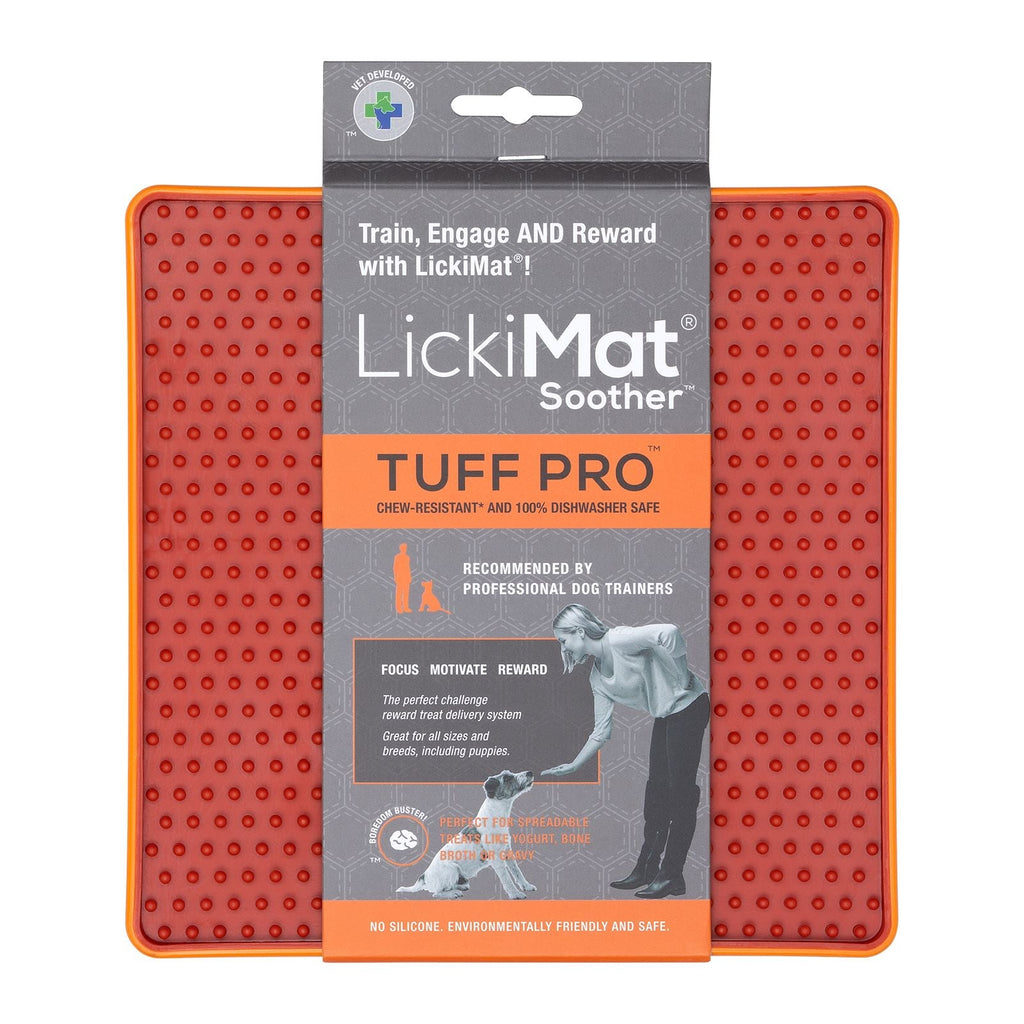 LickiMat Soother PRO Tuff Slow Food Licking Mat for Dogs - Orange