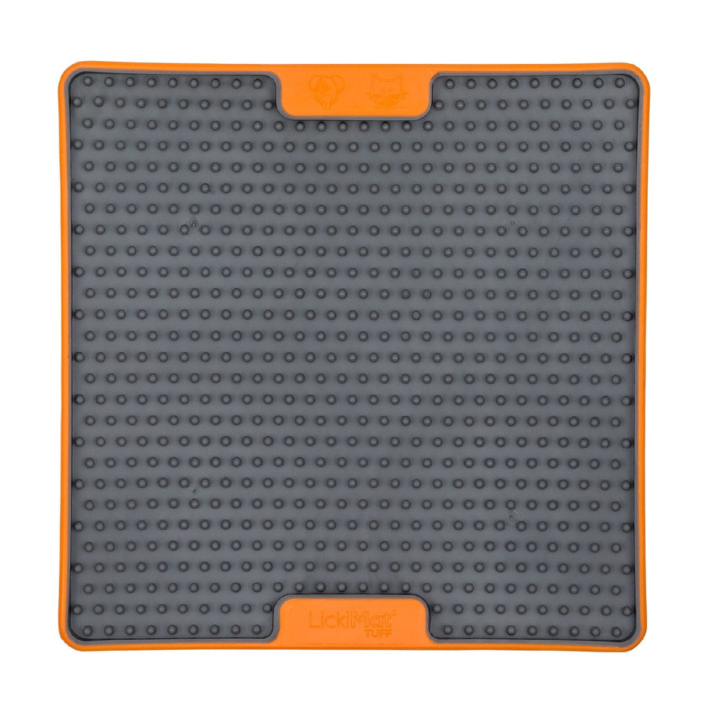 LickiMat Soother Tuff Slow Food Lick Mat Dog Bowl- Orange