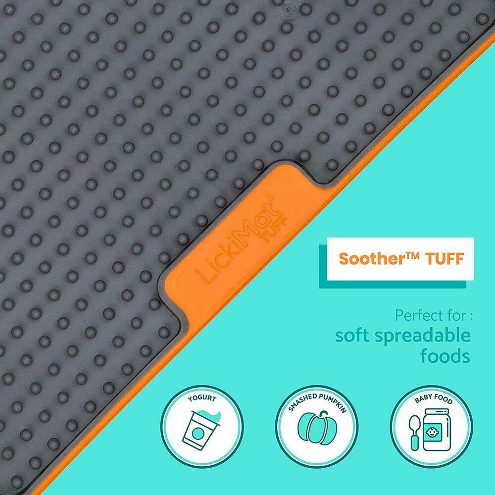 LickiMat Soother Tuff Slow Food Lick Mat Dog Bowl- Orange