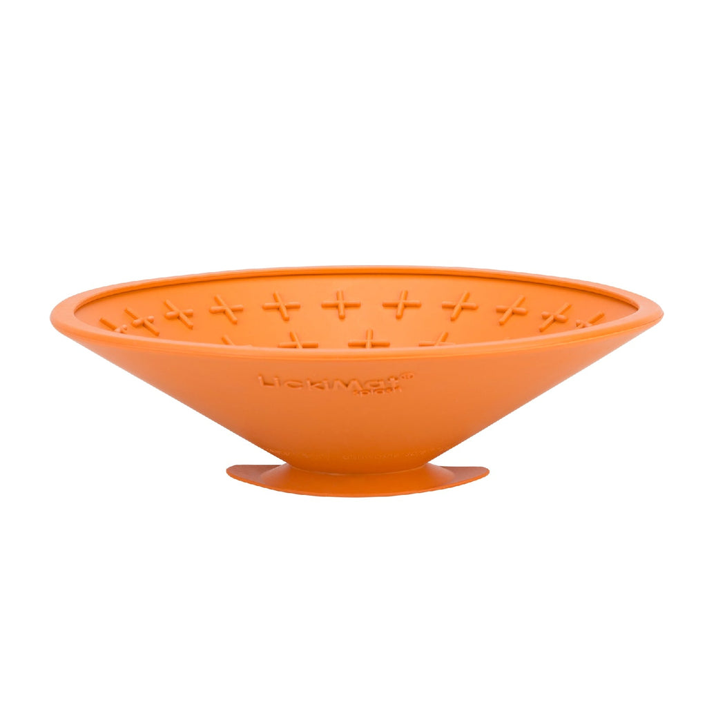 LickiMat Splash Wall & Floor Suction Slow Feeder Dog Bowl - Orange