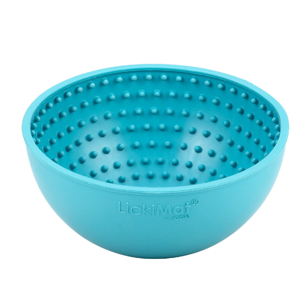 LickiMat Wobble Slow Feeder Boredom Buster Dog Food Bowl - Blue