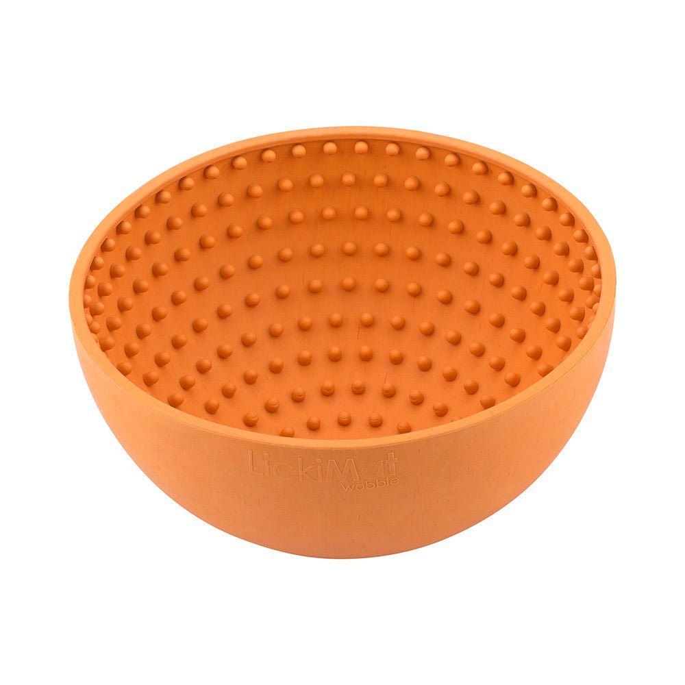 LickiMat Wobble Slow Feeder Boredom Buster Dog Food Bowl - Orange