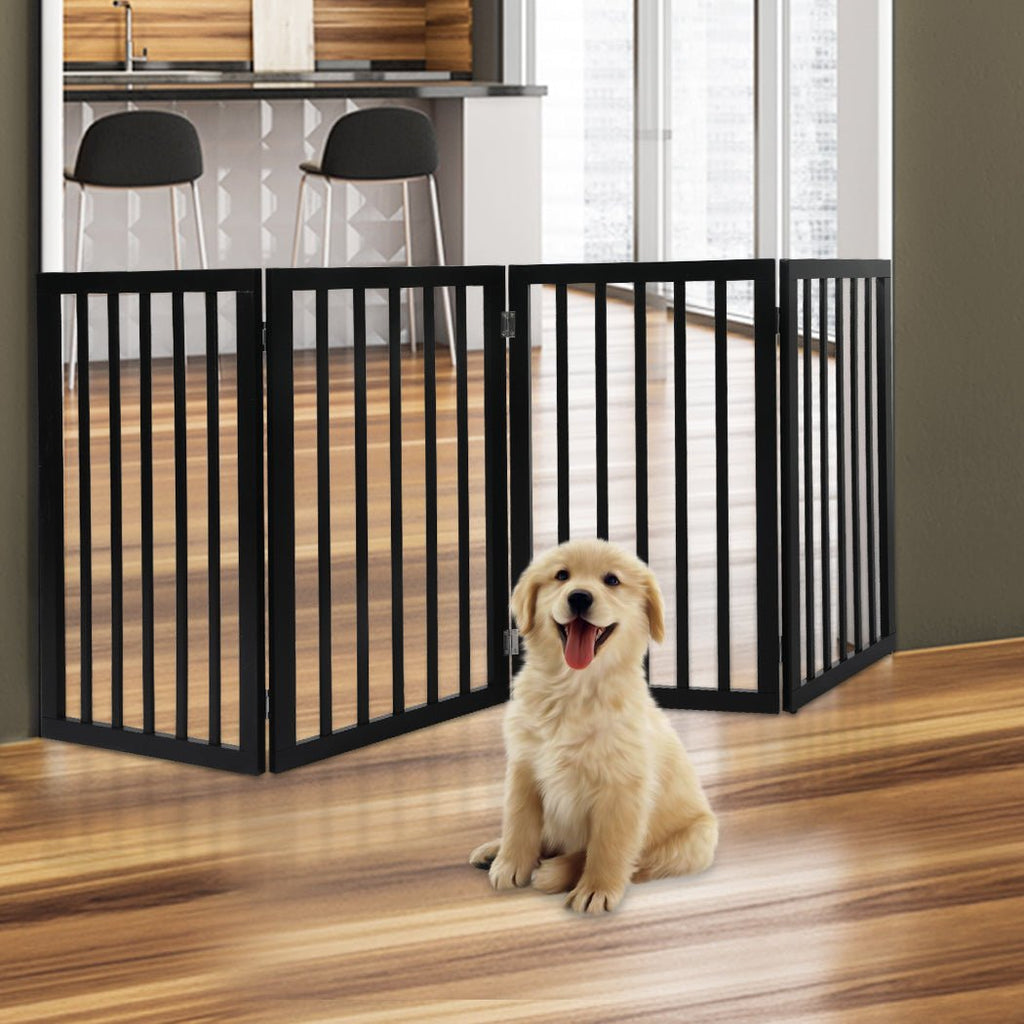 PaWz 4 Panels Pet Dog Gate - Black