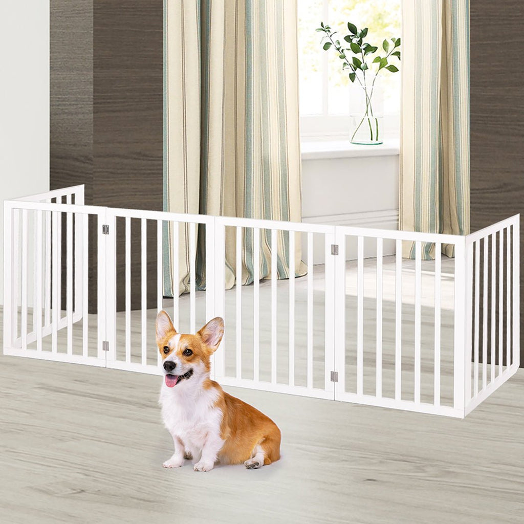 PaWz Wooden 6 Panels Pet Dog Gate - White