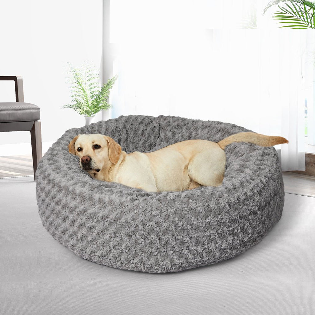 PaWz Calming Soft Plush Washable Dog Bed - Grey - L